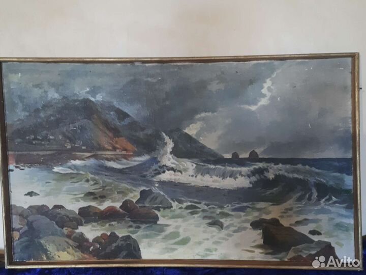 Картина маслом на холсте прибой Пузырьков