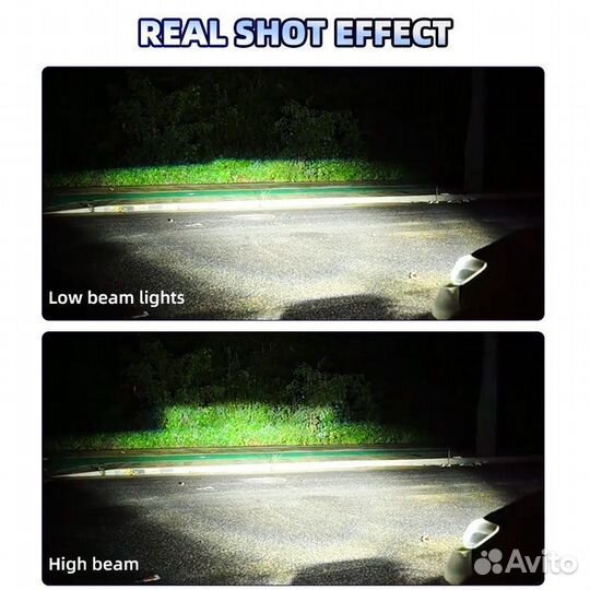 Cветодиодные LED лампы линза модуль 2шт H4 7000Lm