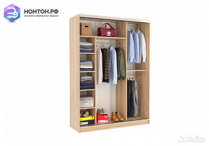 Шкаф-купе Бассо 1-600 Цветы 2 дуб сонома