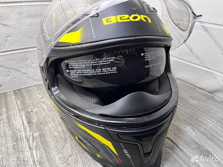 Мотошлем Beon интеграл B-503 black/yellow S