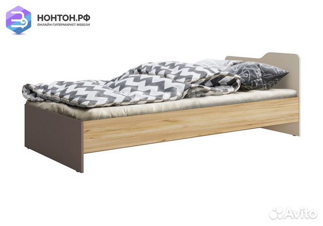 Кровать Rich 0.9 дуб крафт золотой / миндаль / гли