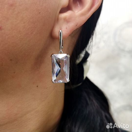 Комплект серьги и кольцо крупный камень