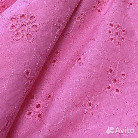 Ткань шитье хлопок кружево фуксия