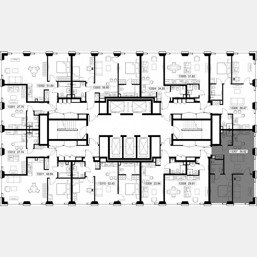 2-к. квартира, 56,8 м², 33/52 эт.