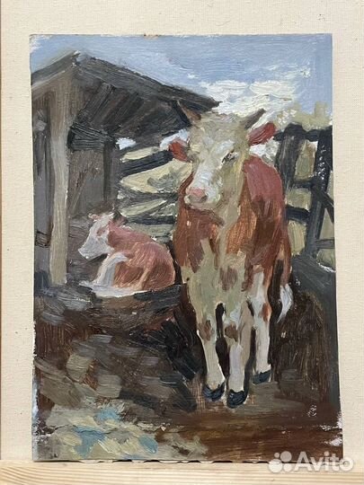 Картина маслом этюд, пейзаж, анималистика, портрет