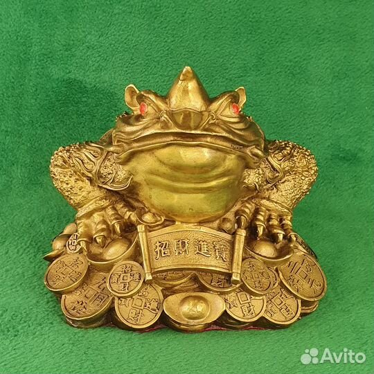 Бронзовая статуэтка фен-шуй Денежная жаба с рогом