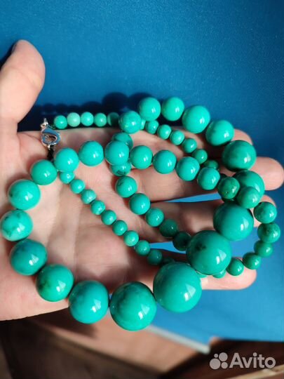 Натуральная бирюза бусы и серьги