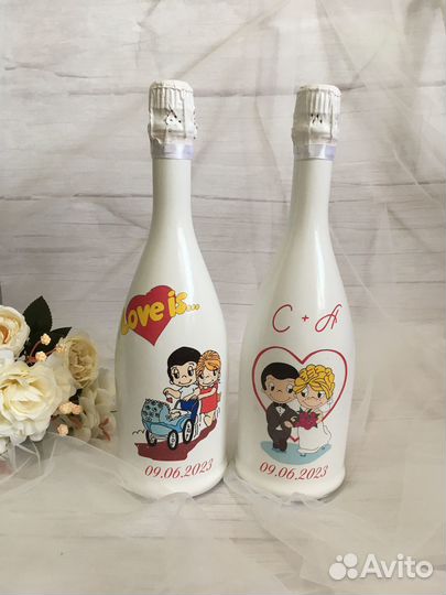 Свадебные бутылки Love is