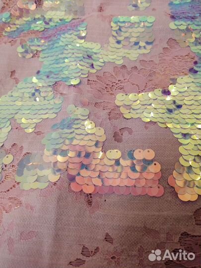 Ткань Гипюр с пайеткими. Отрез ткани