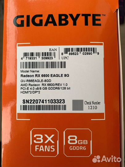 Видеокарта gigabyte AMD Radeon RX 6600 eagle 8G