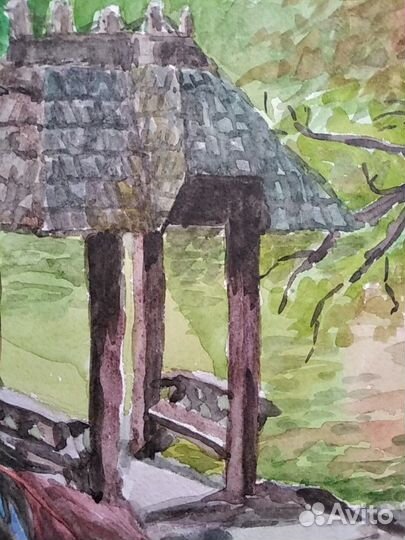 Картина япония японец пруд