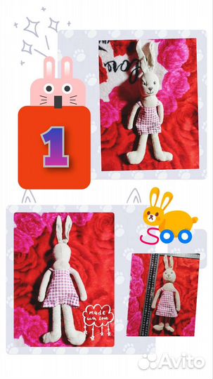 Мягкие игрушки ручной работы в ассортименте