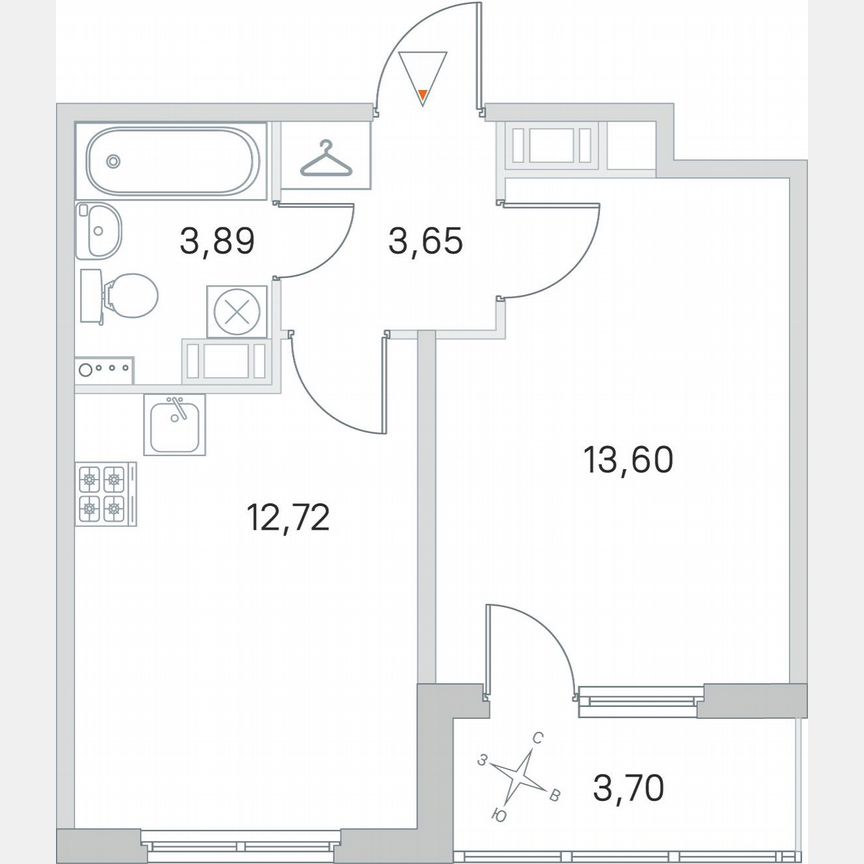 1-к. квартира, 35,7 м², 4/4 эт.