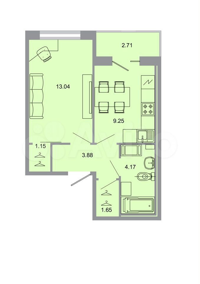 1-к. квартира, 33,3 м², 10/15 эт.