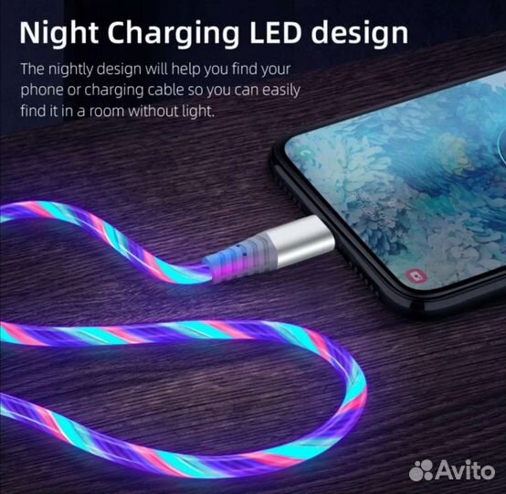 Светящийся светодиодный кабель Micro USB