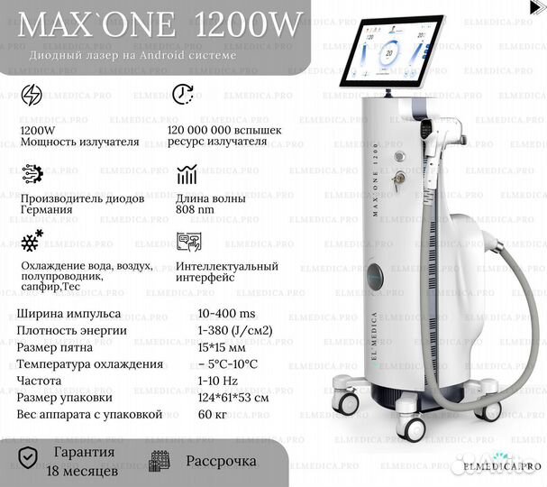 Диодный лазер от компании ElMedica MaxOne 1200W