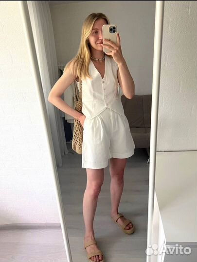 Костюм шорты жилет в стиле Zara Lime летний