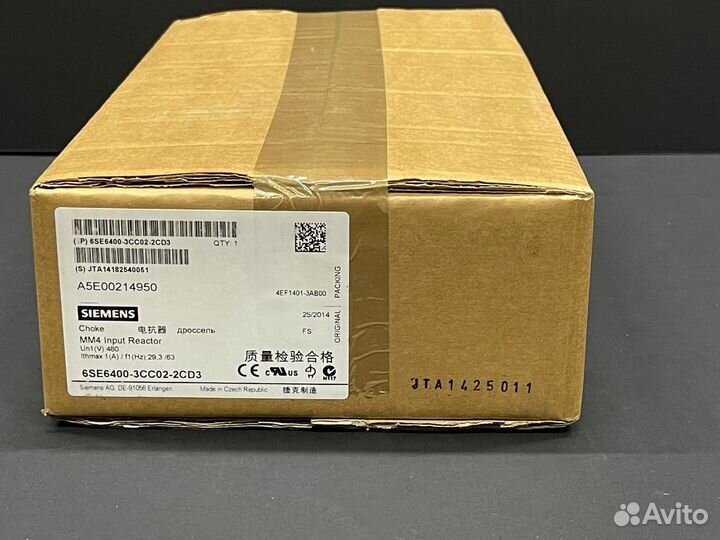 Дроссель Siemens 6SE6400-3CC02-2CD3 новый, 1 шт