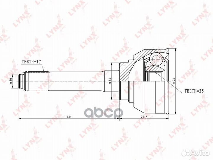 Шрус наружный перед прав/лев CO3801 lynxauto