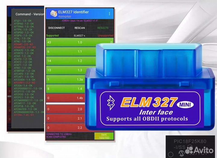 ELM327 V1.5 OBD2 автосканер pic18f25k80