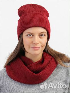 Новый комплект шапка бини+снуд