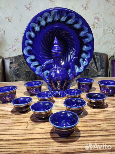 Графин(кувшин) и стопки, тарелка Конаково