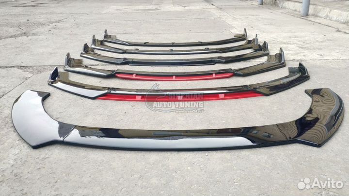 Сплиттер передний сборный черный глянец