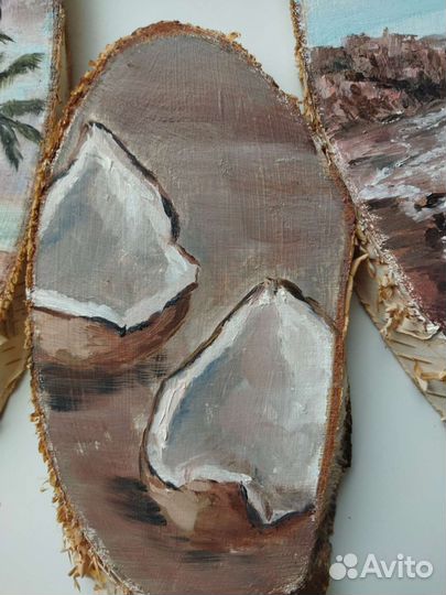 Картины маслом на деревянных срубах