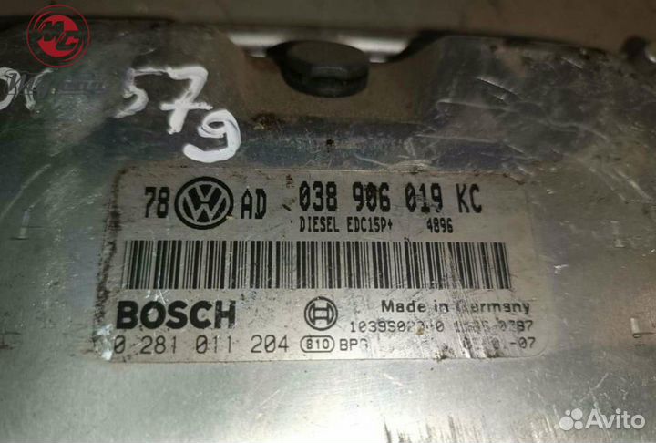 Блок управления двигателем volkswagen passat b5 рестайлинг (2000-2005) 1.9 038906019kc, 0281011204