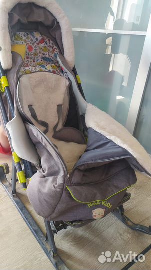 Санки-коляска меховая