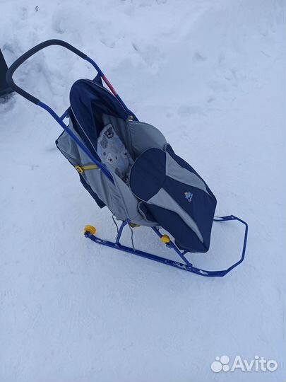 Детские санки с колесами складные