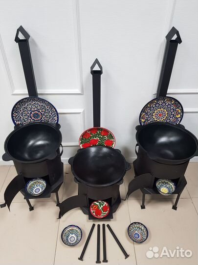 Чугунный казан и печь