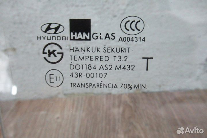 Стекло двери задней правой Getz 2002-2010