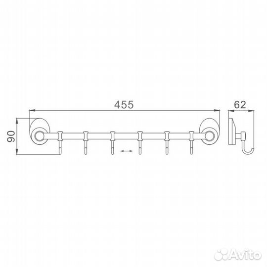 Планка с крючками для полотенец Haiba HB1615-6