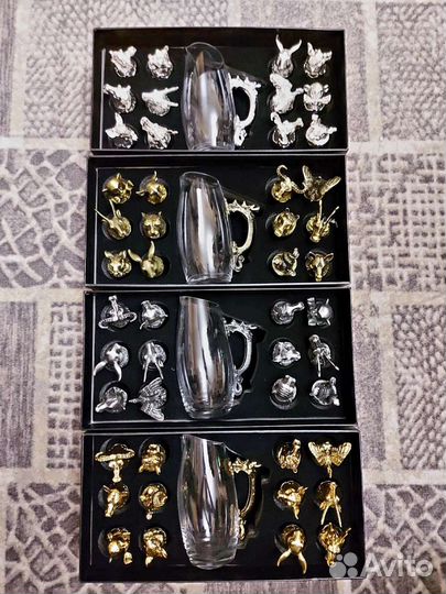 Подарочный набор. Рюмки перевёртыши 12 зверушек