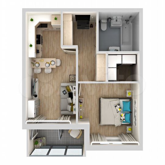 Своб. планировка, 46,9 м², 9/15 эт.