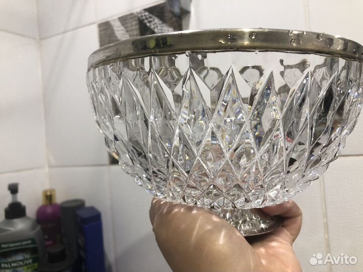 Вазы хрустальные с мельхиором