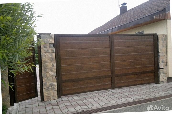 Распашные алюминиевые ворота с заполнен (Prestige)