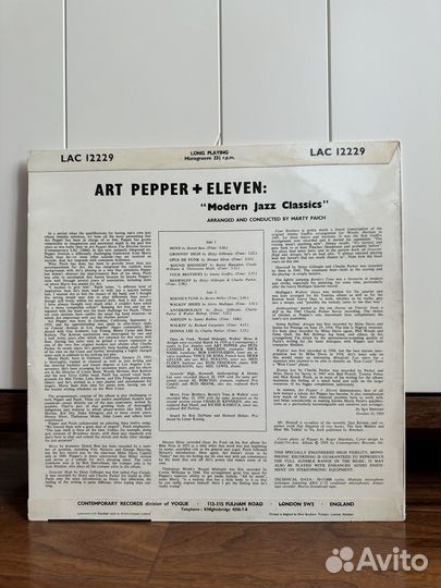 Art Pepper – Art Pepper + Eleven, UK 1st pressing