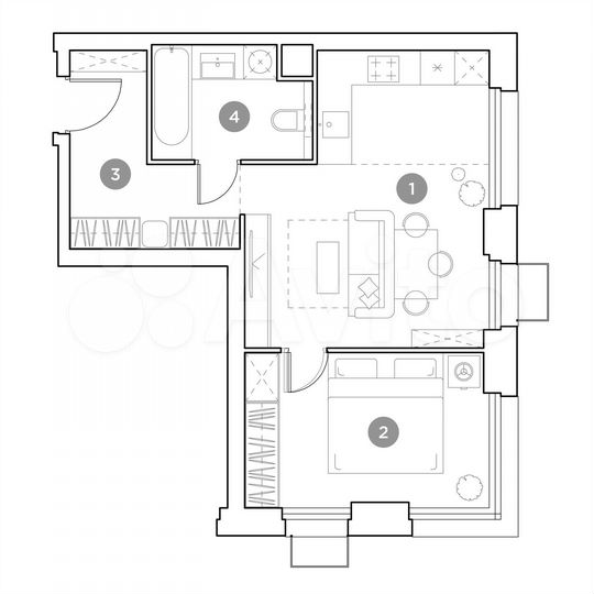 2-к. квартира, 42,9 м², 2/25 эт.