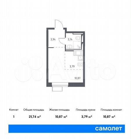 Квартира-студия, 21,7 м², 17/17 эт.