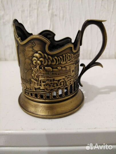 Подстаканник ржд, латунь, поезда