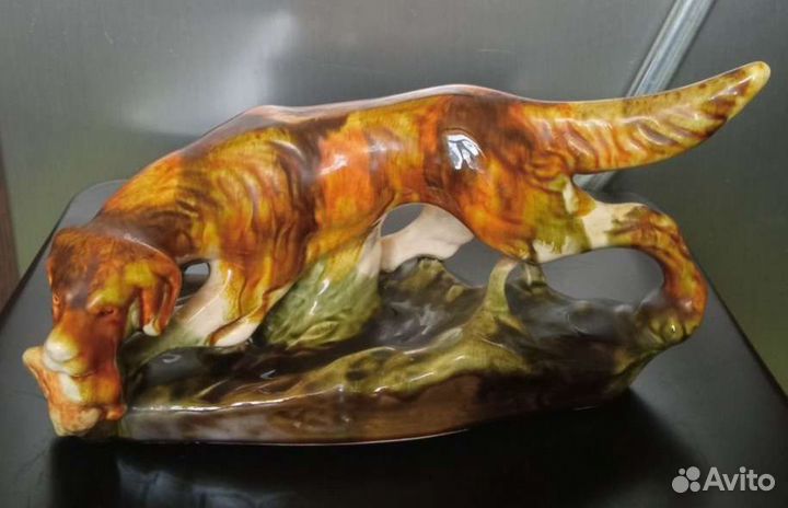 Статуэтка Сеттер собака с уткой дичью Керамика