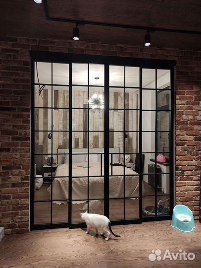 Стеклянная перегородка лофт