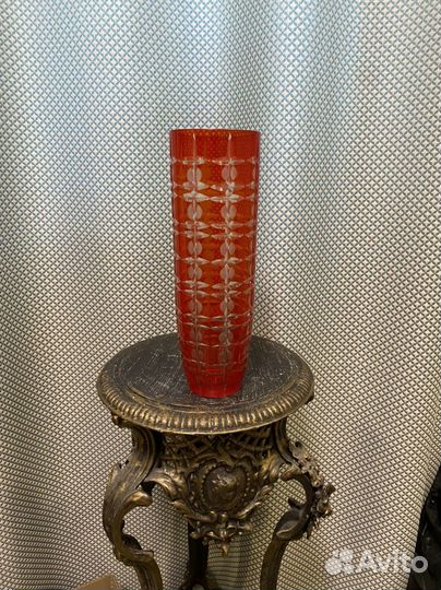 Ваза СССР красное стекло
