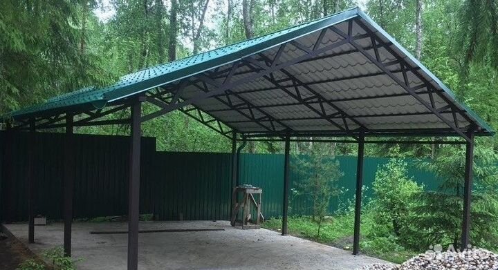 Двухскатный навес из поликарбоната в Саранске