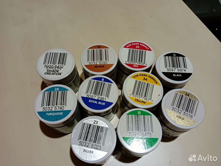 Краска для росписи по ткани (10 баночек) dilon