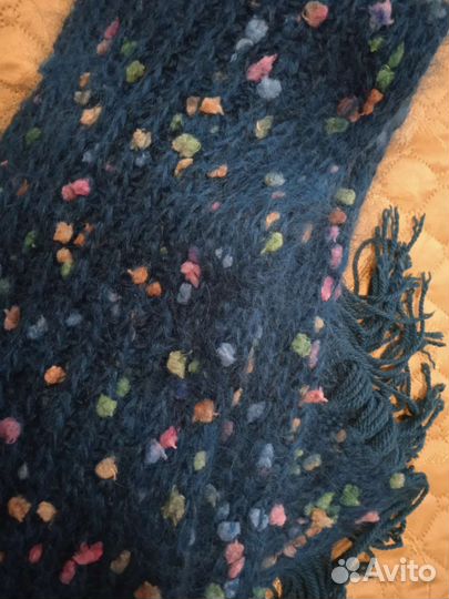 Длинный вязаный шарф из мохера ручной работы, зима