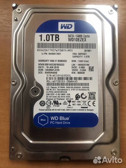 Жесткий диск Western Digital WD Blue 1 TB WD10ezex