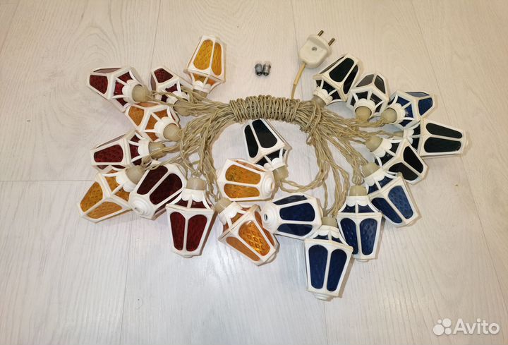 Елочная гирлянда Свияга Радуга 1 Фонарики СССР бел